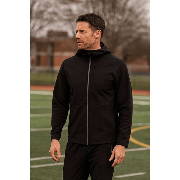 VRST Men’s Cold Weather Performance Hooded Jacket Wind & Water Resistant Black M - Picture 1 of 9